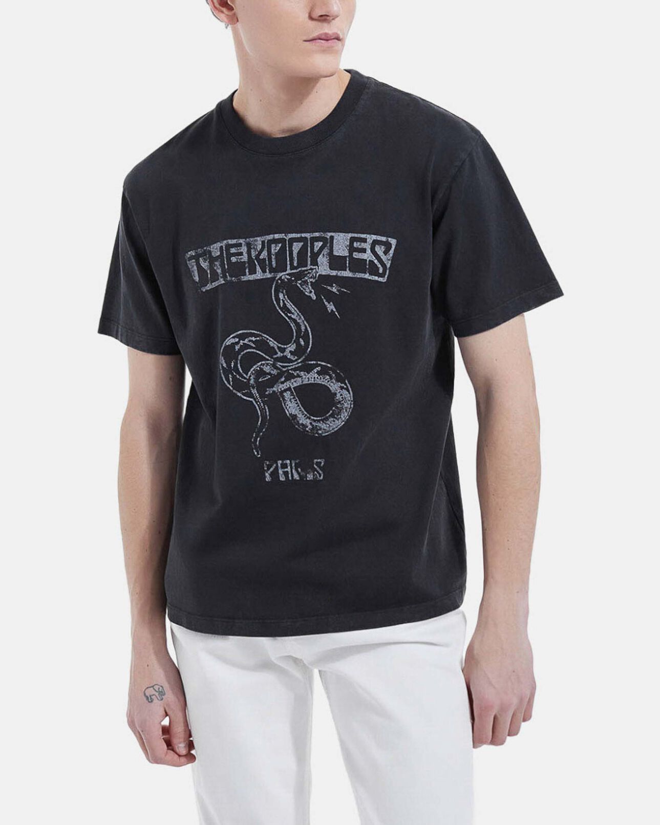 The Kooples MEN BLACK WASHED printed t-shirt