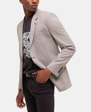 The Kooples H ECRU BLACK gray patterned wool suit jacket