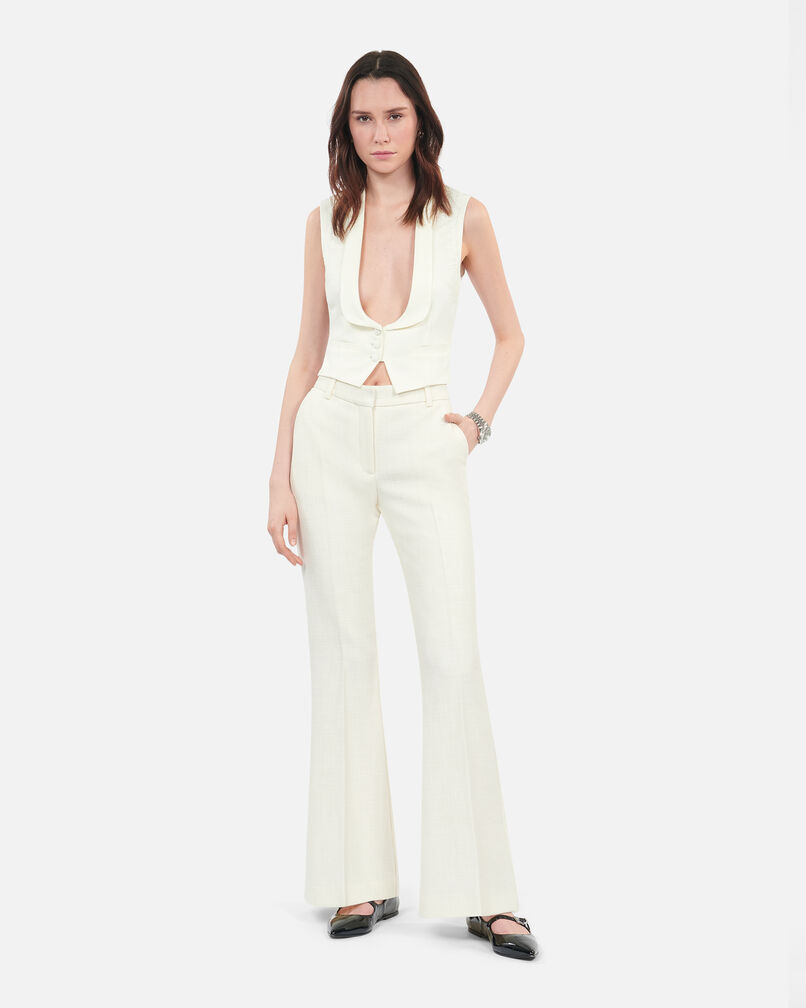 The Kooples DAMEN ECRU ecrufarbene weste mit spitzendetails
