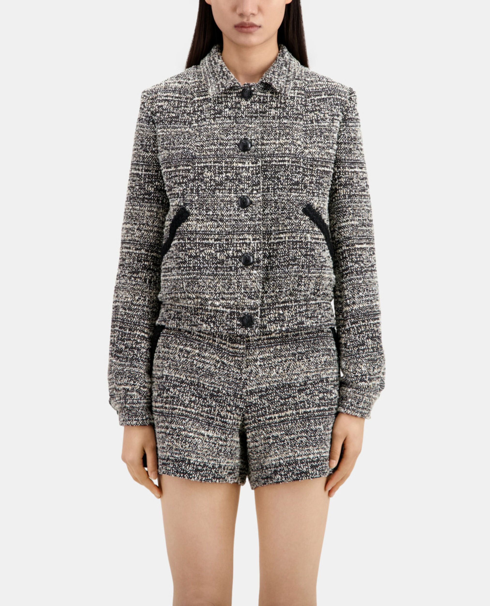 Black and white tweed jacket, BLACK WHITE, hi-res image number null