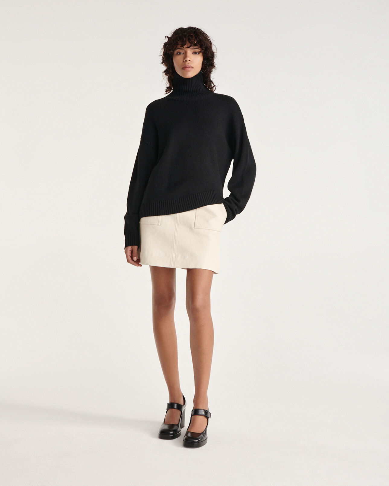 The Kooples WOMEN BLACK black merino wool sweater with turtleneck