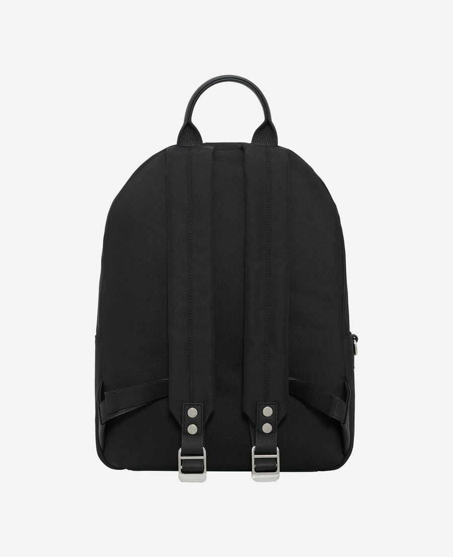 The Kooples HOMME BLACK sac à dos en canvas et cuir grainé noir