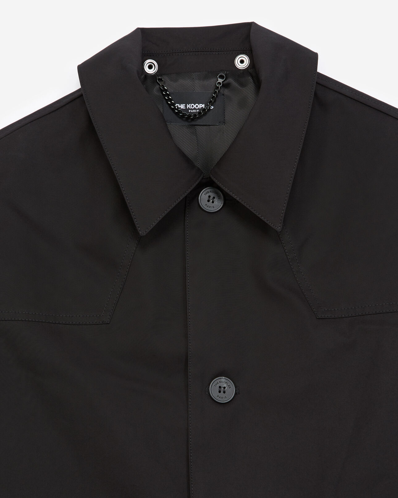 The Kooples HERREN BLACK schwarzer langer mantel mit kapuze