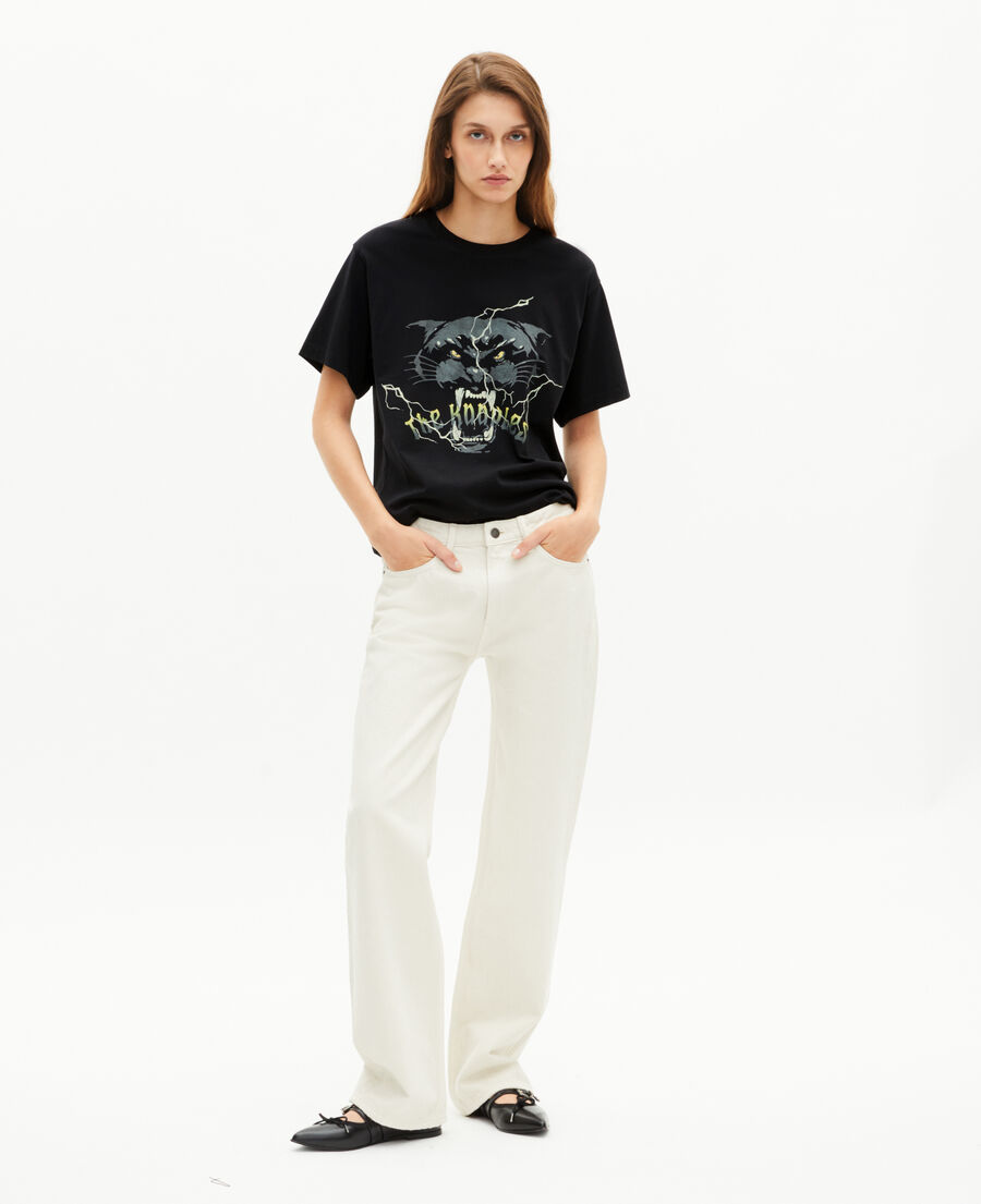 The Kooples WOMEN BLACK WASHED t-shirt with black rhinestone screen print