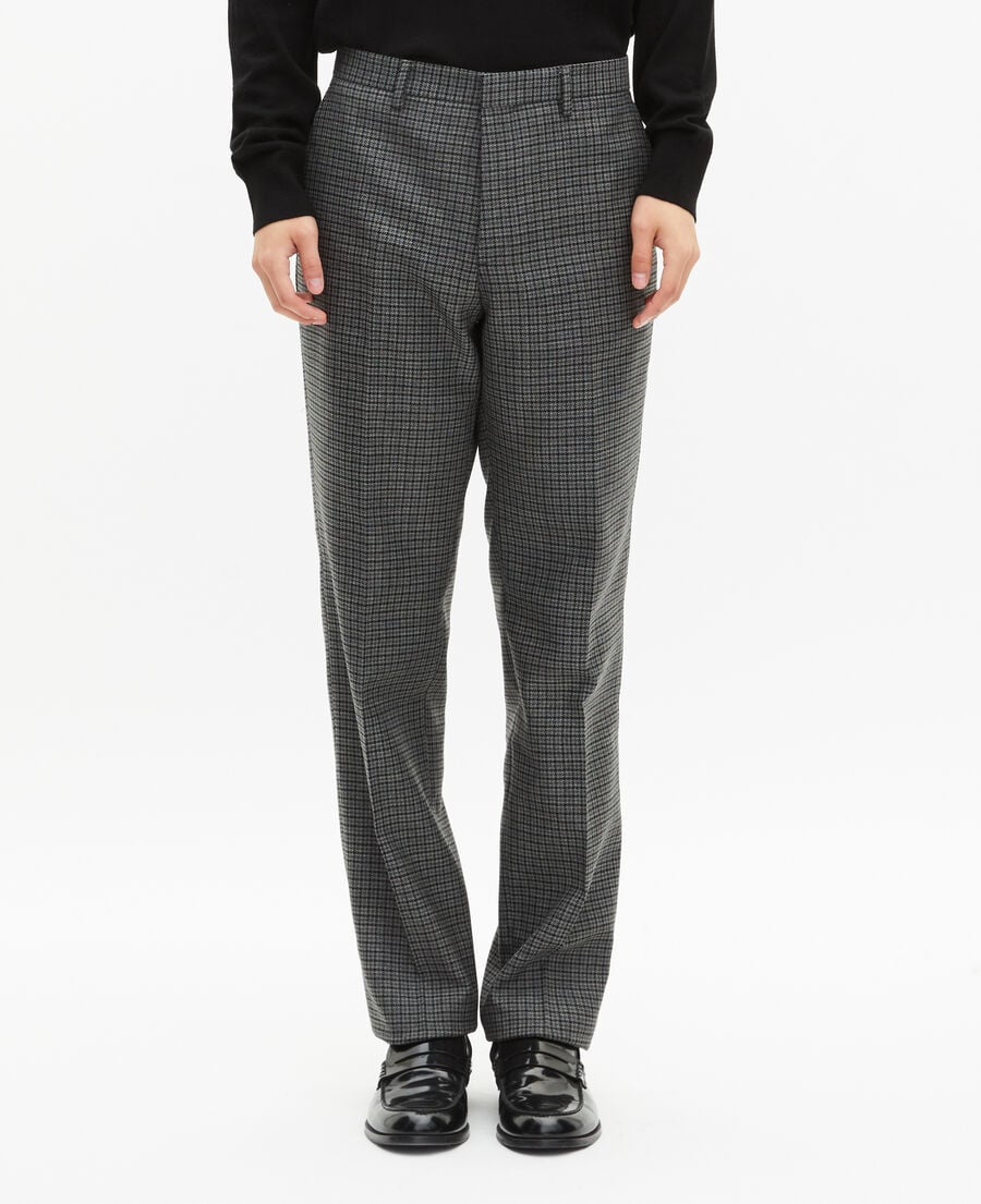 The Kooples HOMME GREY pantalon de costume droit en pied de poule noir et gris