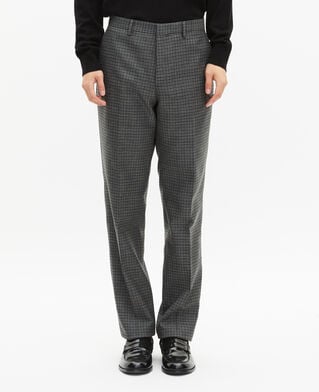 The Kooples HOMME GREY pantalon de costume droit en pied de poule noir et gris