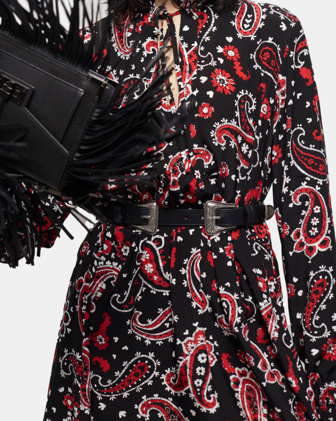 The Kooples WOMEN BLACK - RED short printed dress
