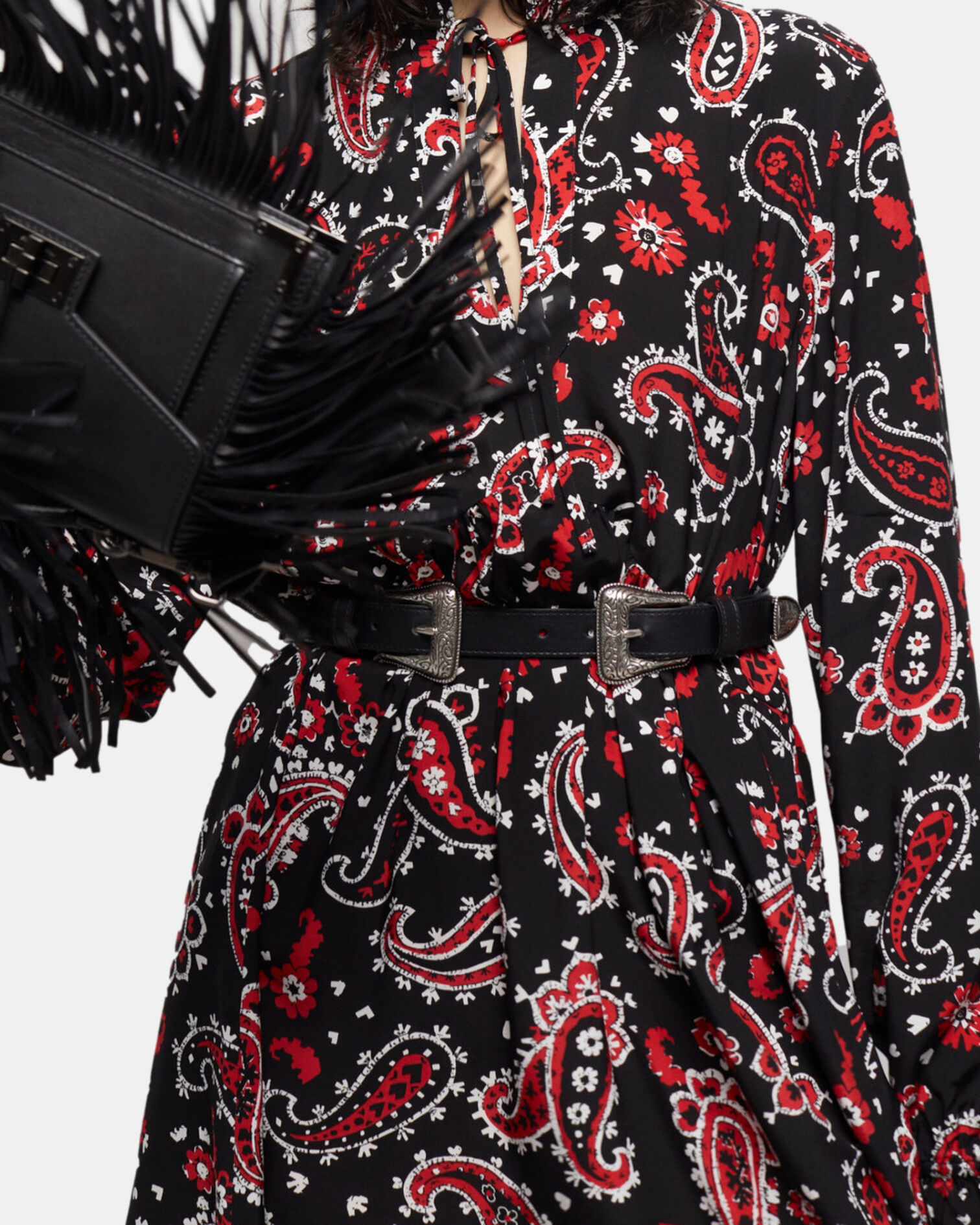 Short printed dress, BLACK - RED, hi-res image number null