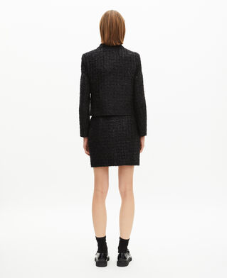 The Kooples F BLACK short jacket in shiny black tweed