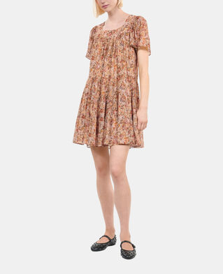 The Kooples WOMEN CAMEL / BROWN floral print short dress