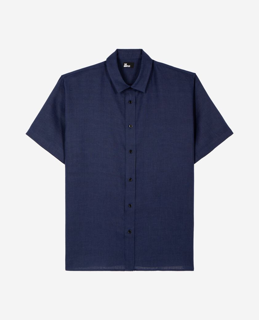 The Kooples HOMME NAVY chemise manches courtes en lin marine