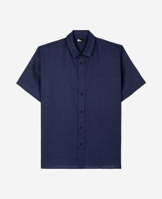 The Kooples H NAVY short-sleeved navy linen shirt