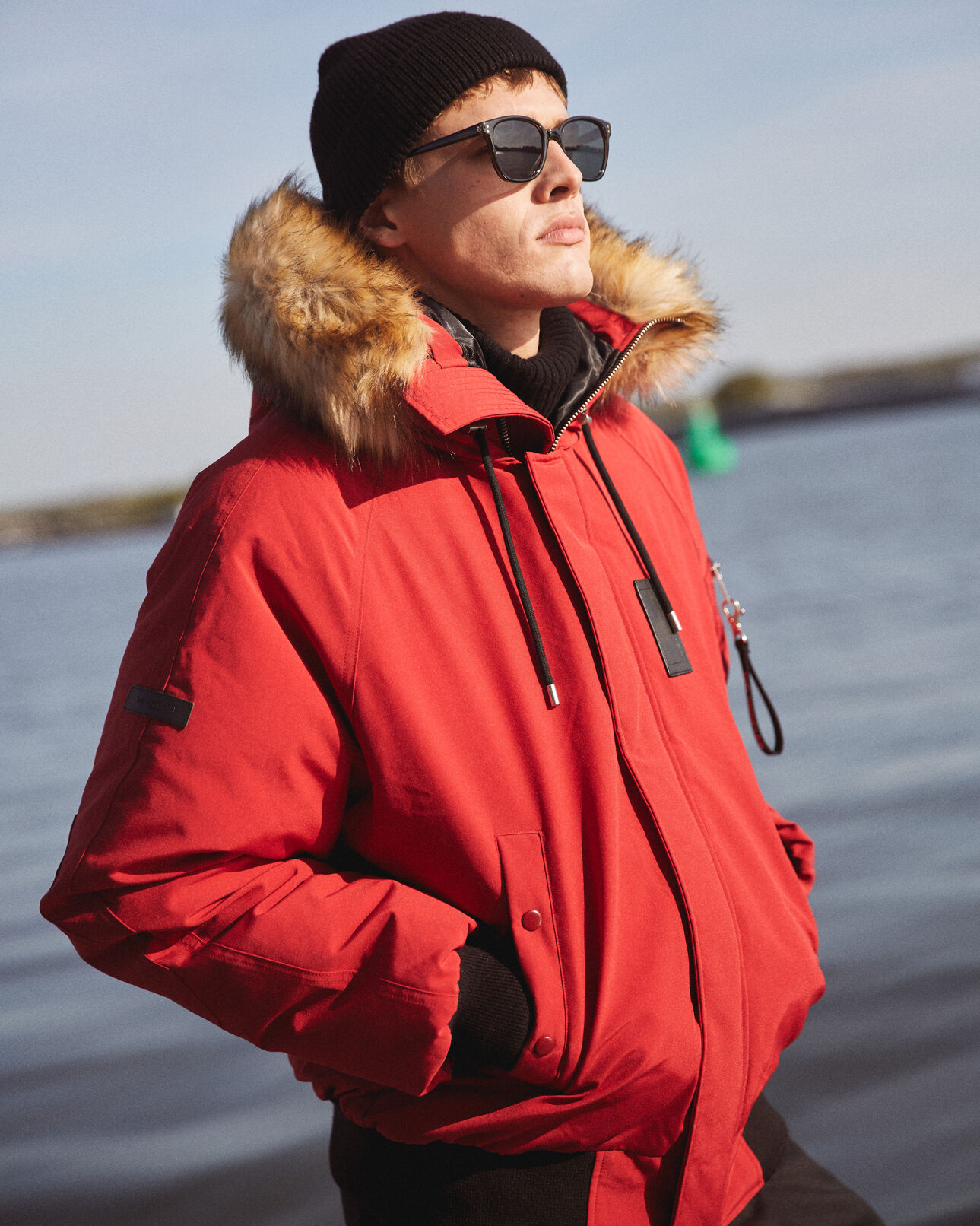 The Kooples HERREN RED kurze, rote daunenjacke