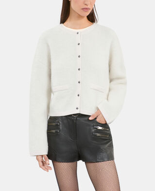 The Kooples F ECRU ecru alpaca and wool cardigan