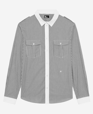 The Kooples HOMME BLACK WHITE chemise à fines rayures blanche et noire