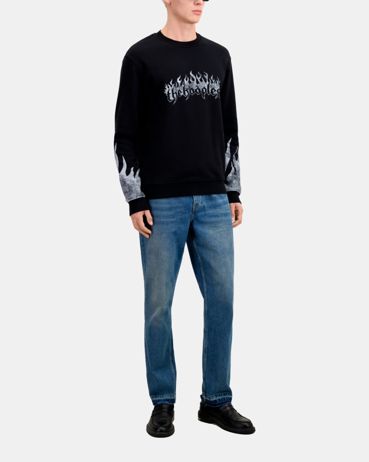 The Kooples HOMME BLACK sweatshirt homme noir avec sérigraphie kooples on fire