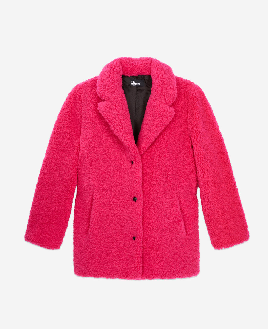 abrigo imitación piel rosa