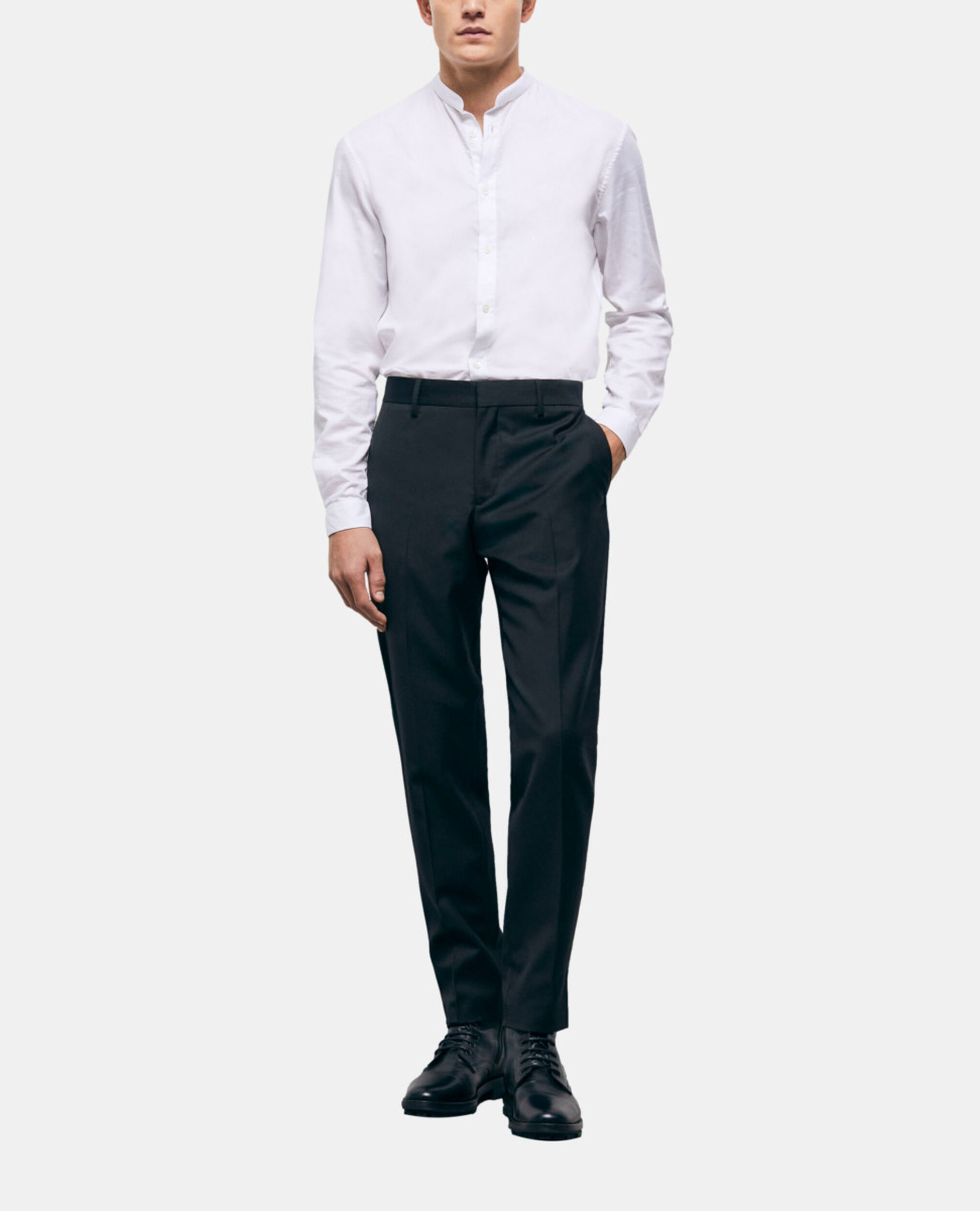 Pantalon de costume en laine noir, BLACK, hi-res image number null