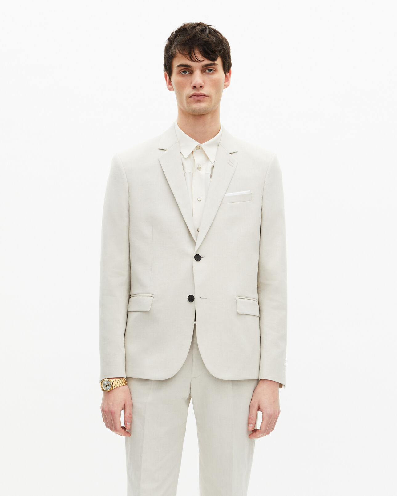 The Kooples MEN ECRU suit jacket in ecru cotton - linen