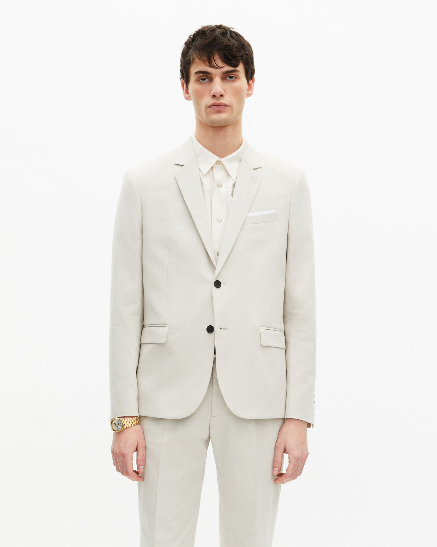 Suit jacket in ecru cotton - linen, ECRU, hi-res image number null