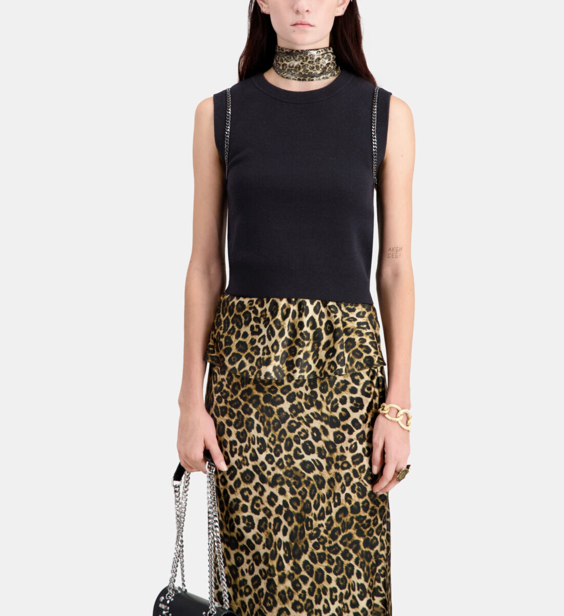 Leopard sweater knit pencil skirt top
