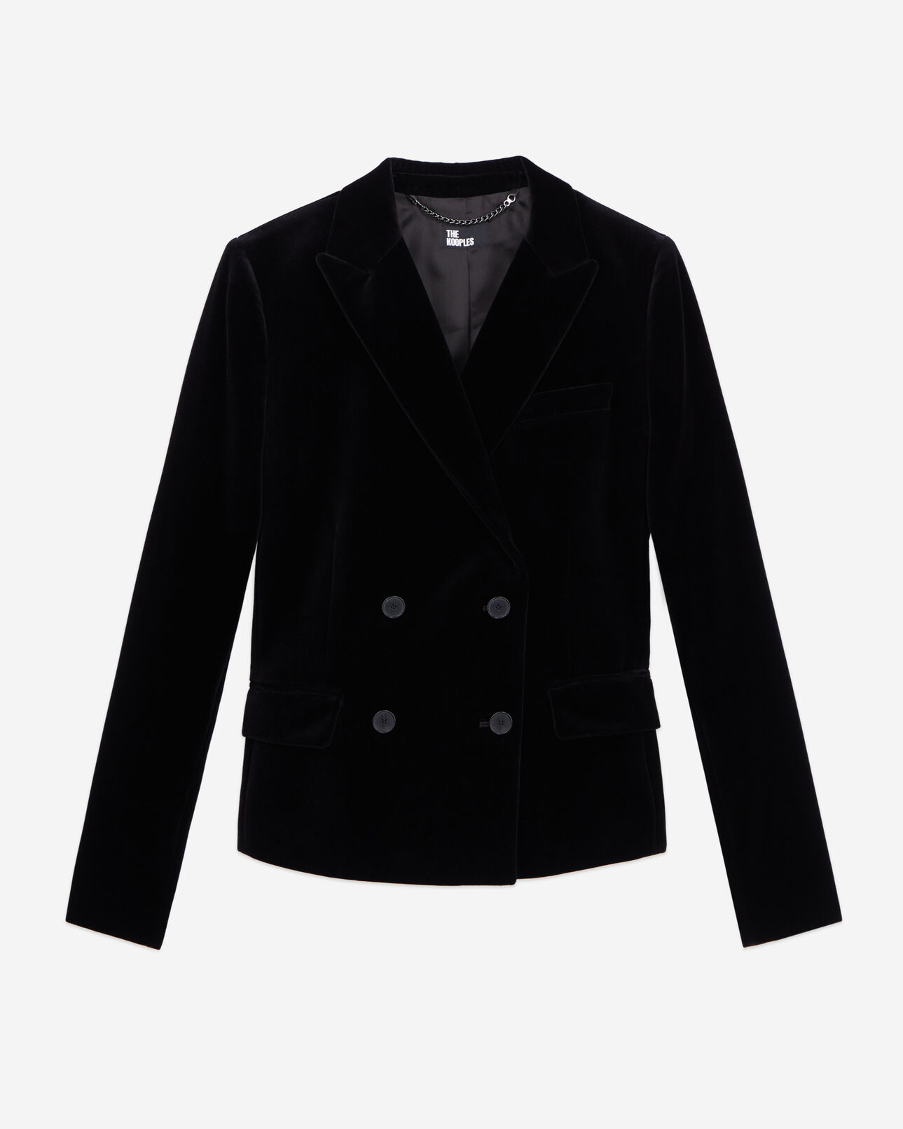 The Kooples FEMME BLACK veste tailleur courte en velours noir