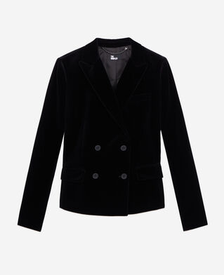 The Kooples F BLACK short black velvet suit jacket