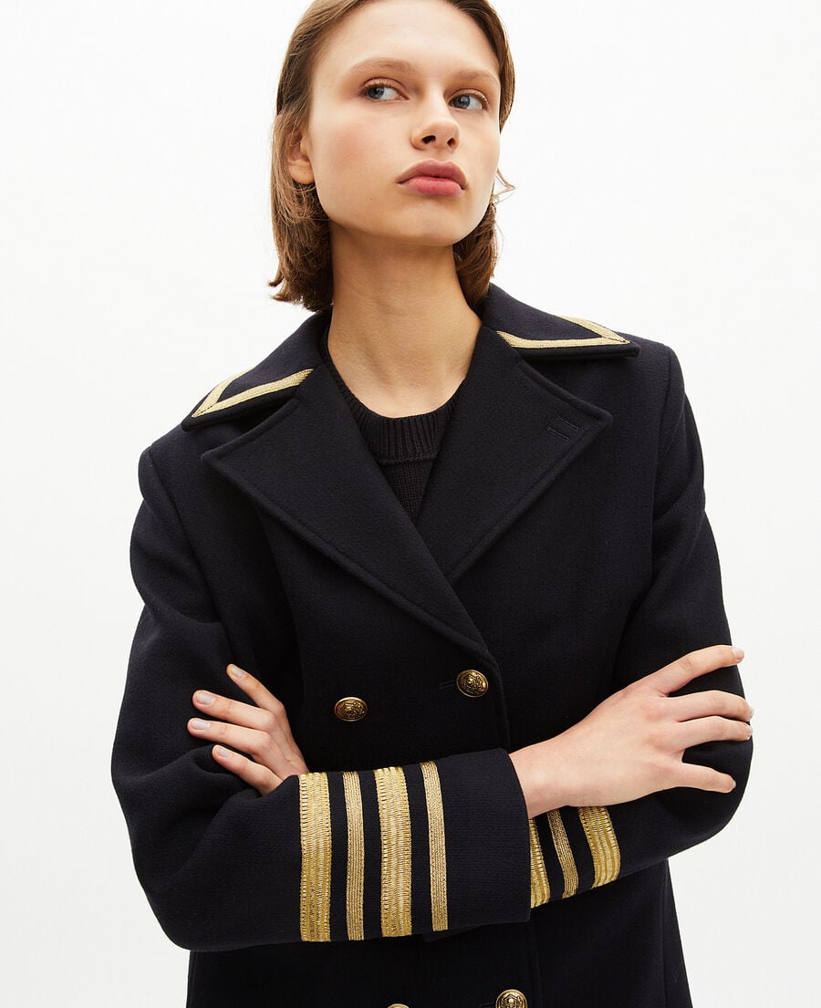 The Kooples F NAVY officer's pea jacket in navy wool