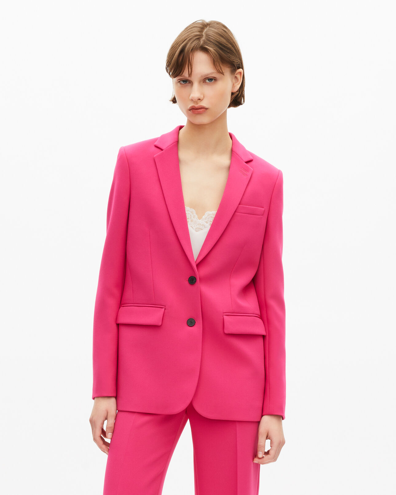 The Kooples FEMME PINK veste tailleur rose en crêpe