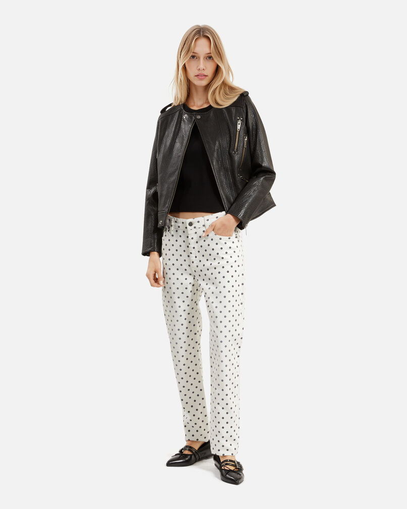 The Kooples WOMEN BEIGE GREY beige polka dot slim jeans