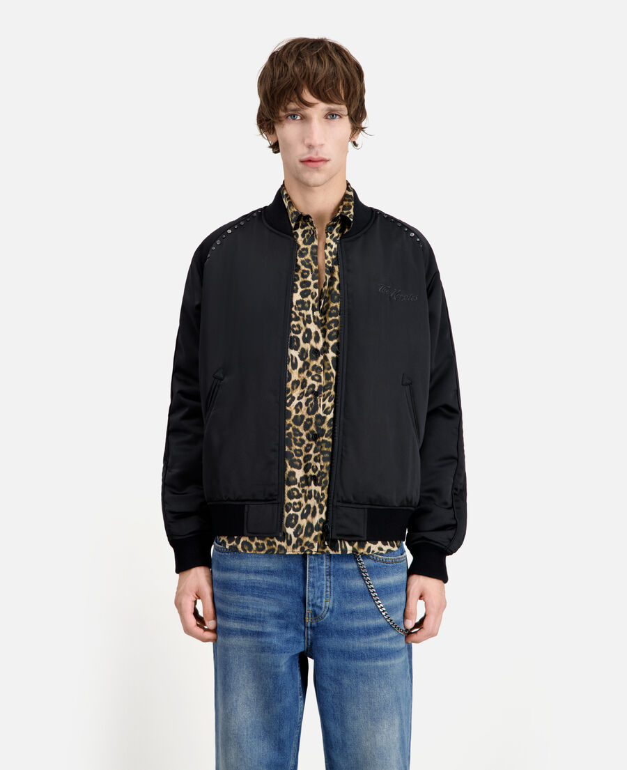 black jacket with wild tiger embroidery