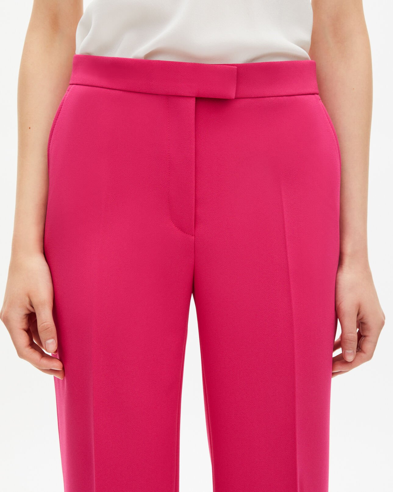 The Kooples FEMME PINK pantalon tailleur rose en crêpe