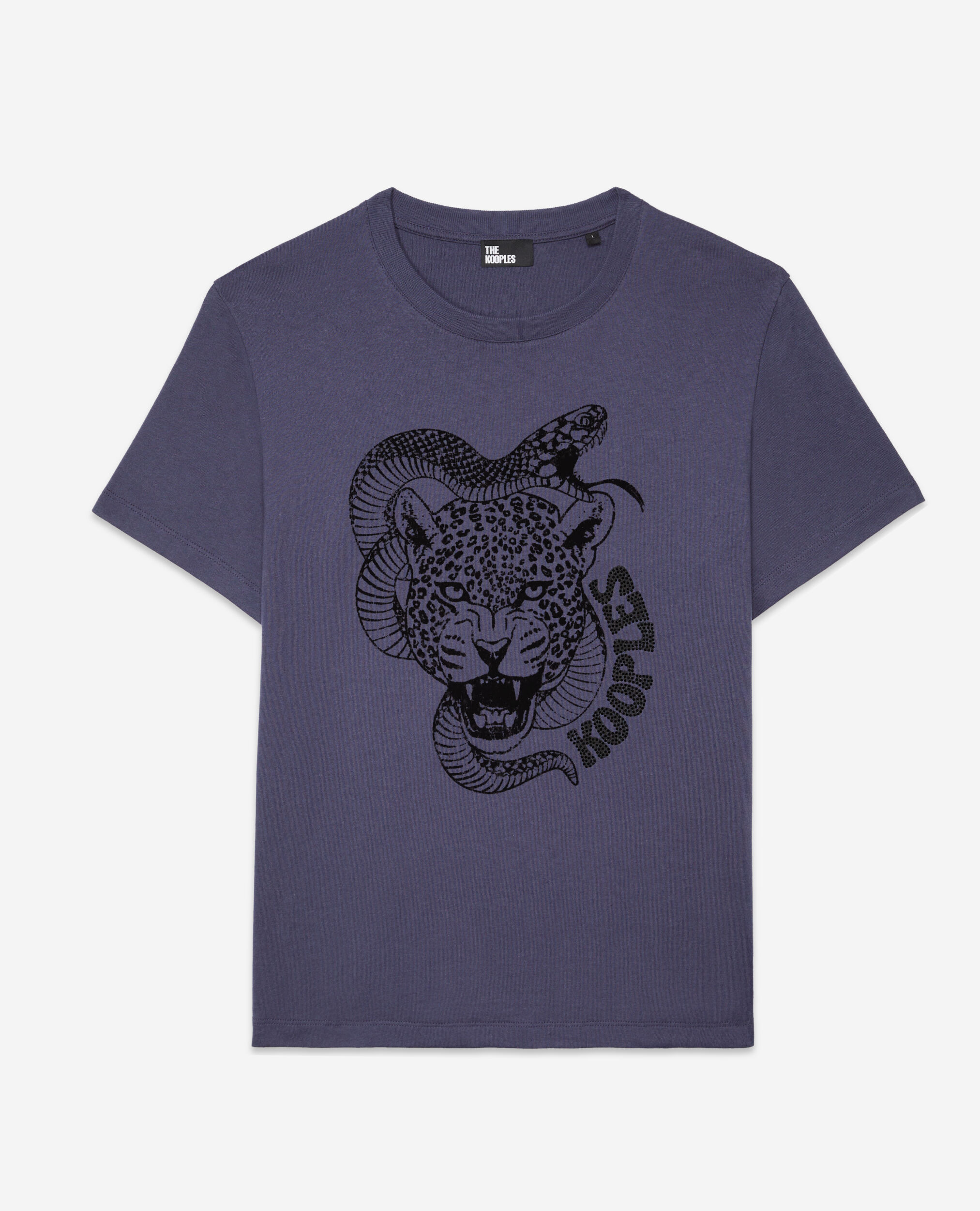 T-Shirt mit Schlangen-Leoparden-Beflockung, NIGHT BLUE, hi-res image number null