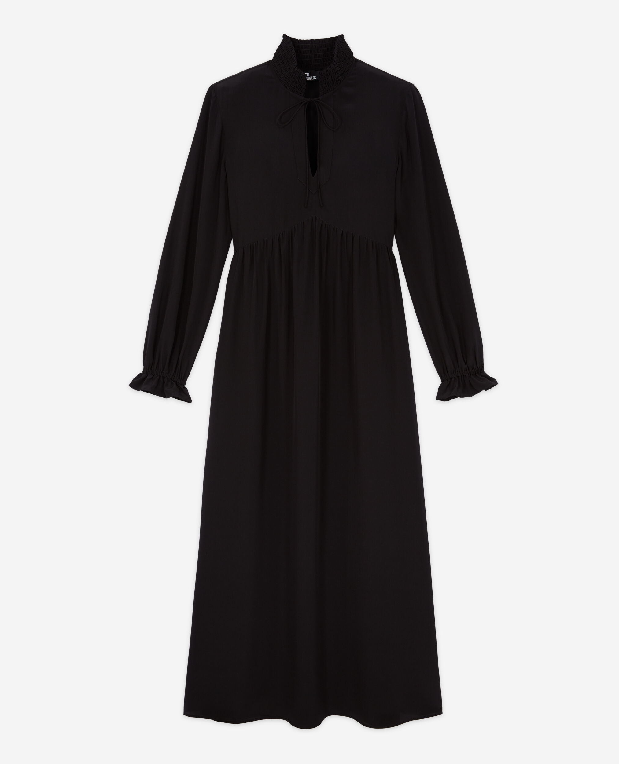 Long black silk dress, BLACK, hi-res image number null