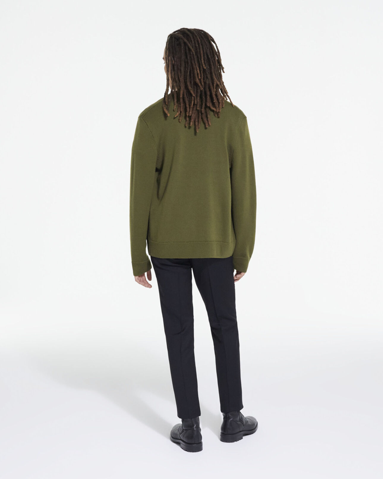The Kooples MEN KAKI khaki wool cardigan