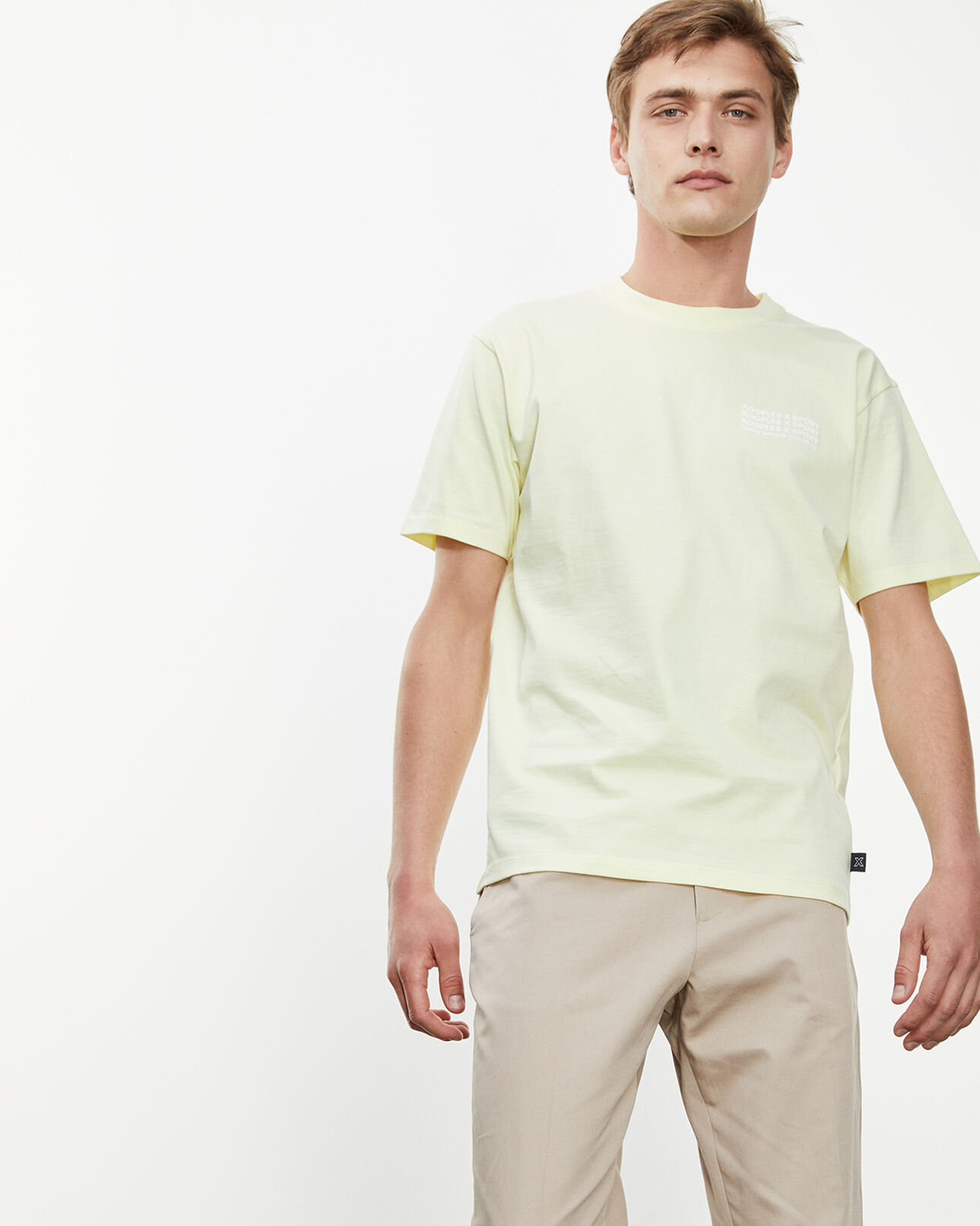 The Kooples MEN YELLOW pale yellow t-shirt with triple logo
