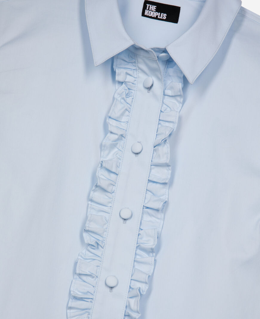 The Kooples WOMEN LIGHT BLUE blue poplin shirt with ruffles