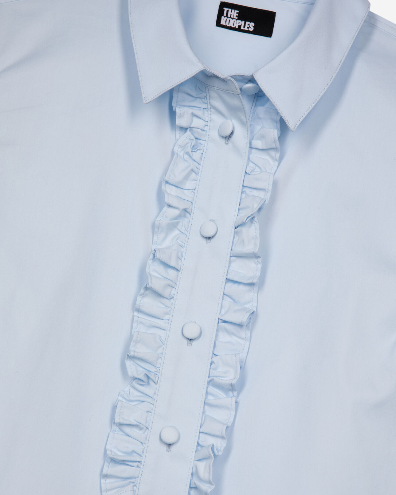 The Kooples WOMEN LIGHT BLUE blue poplin shirt with ruffles