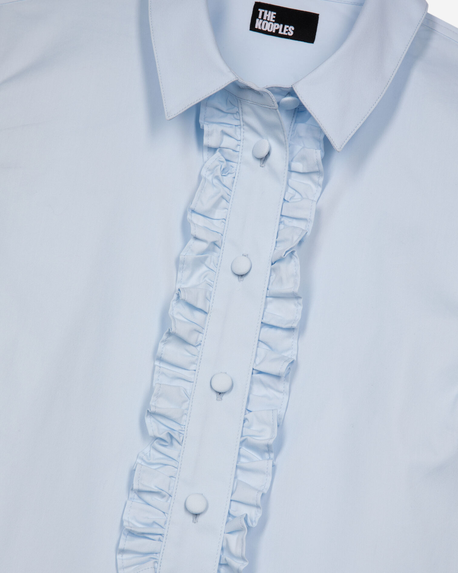 Blue poplin shirt with ruffles, LIGHT BLUE, hi-res image number null