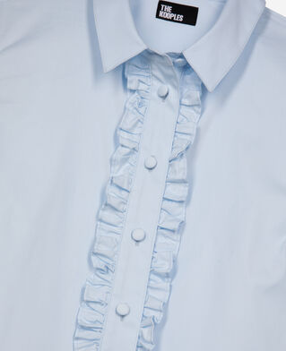 The Kooples WOMEN LIGHT BLUE blue poplin shirt with ruffles
