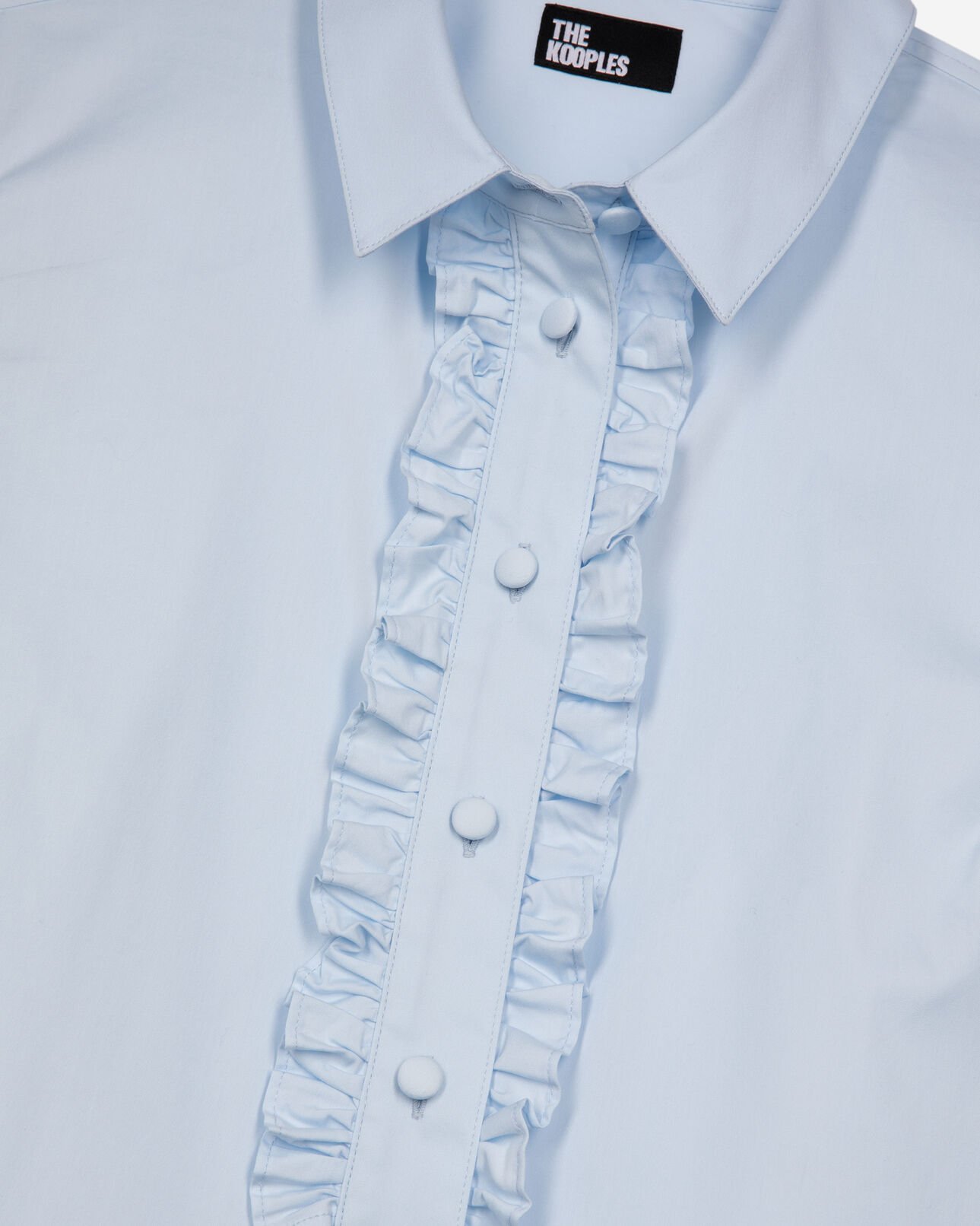 The Kooples FEMME LIGHT BLUE chemise en popeline avec volants bleue