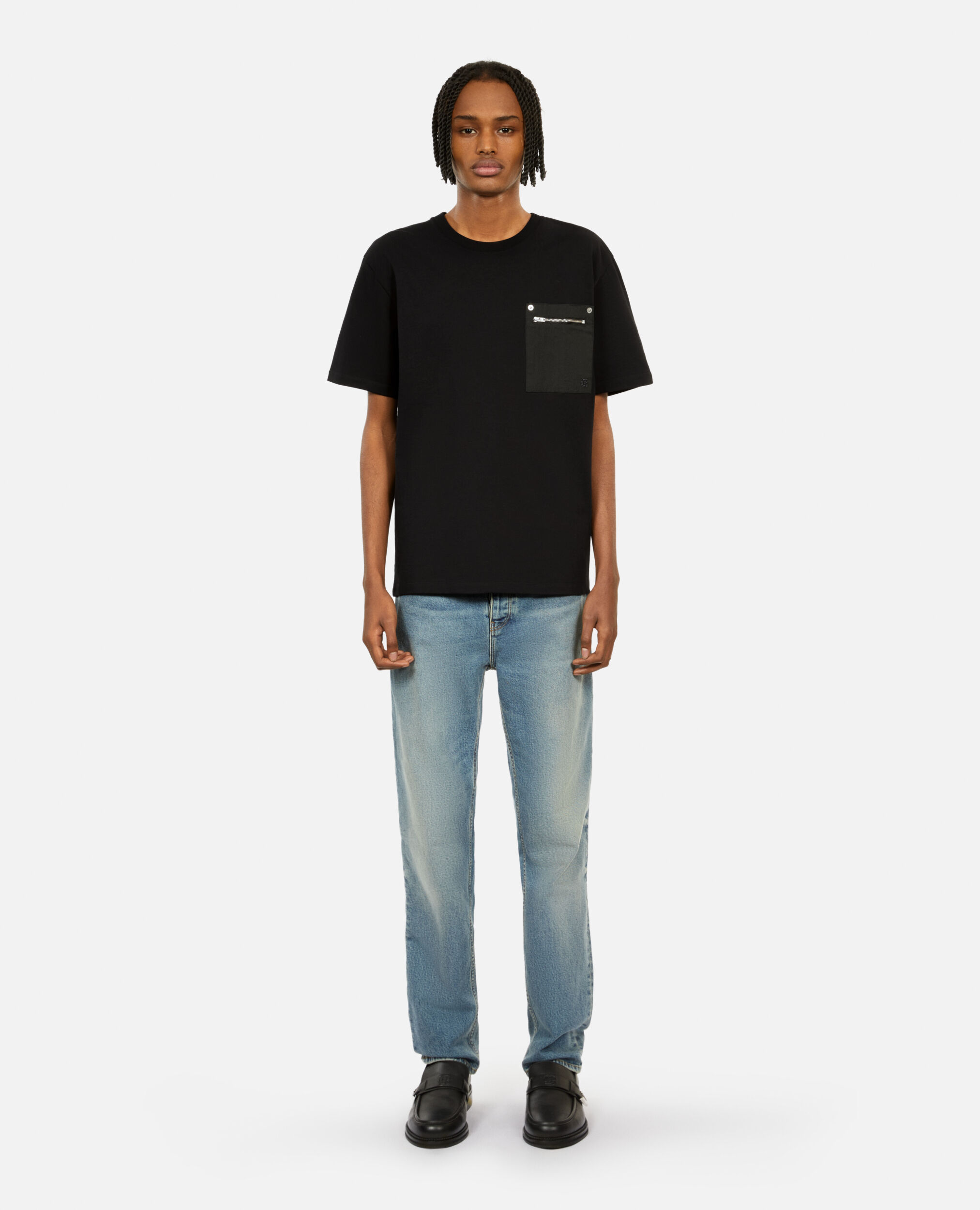 Camiseta negra bolsillo cremallera, BLACK, hi-res image number null