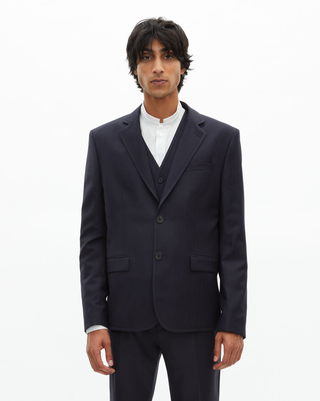 The Kooples MEN DARK NAVY navy blue wool suit jacket