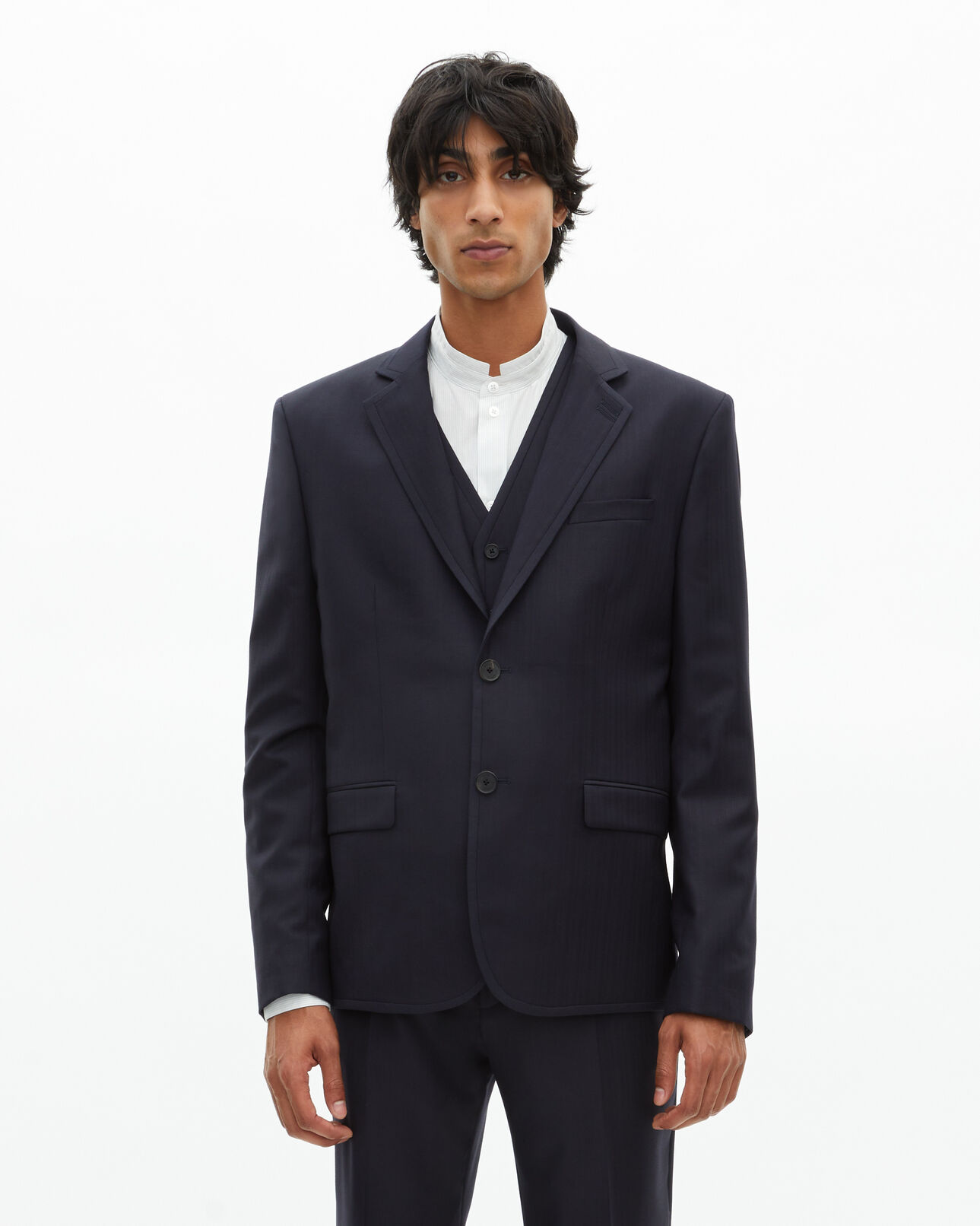 The Kooples MEN DARK NAVY navy blue wool suit jacket