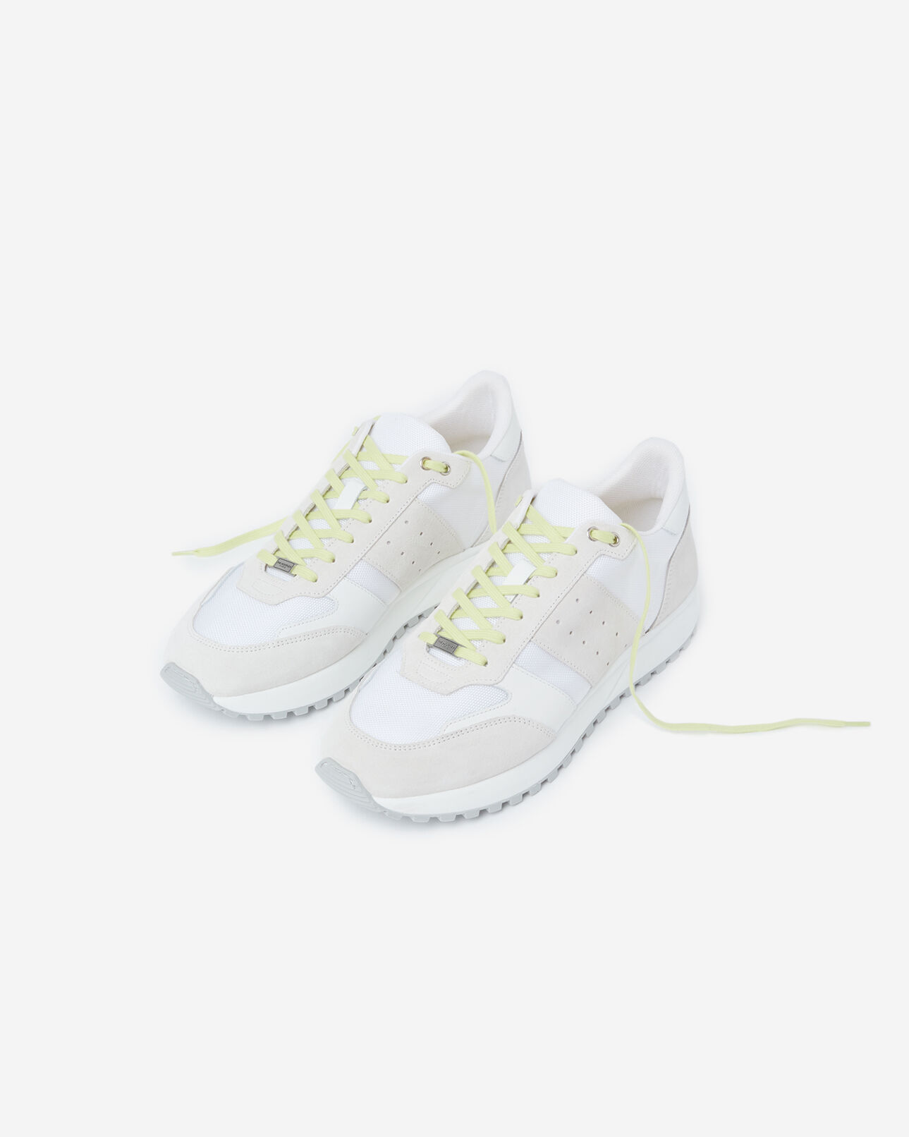 The Kooples MEN GREEN-WHITE white retro trainers with textured tread sole