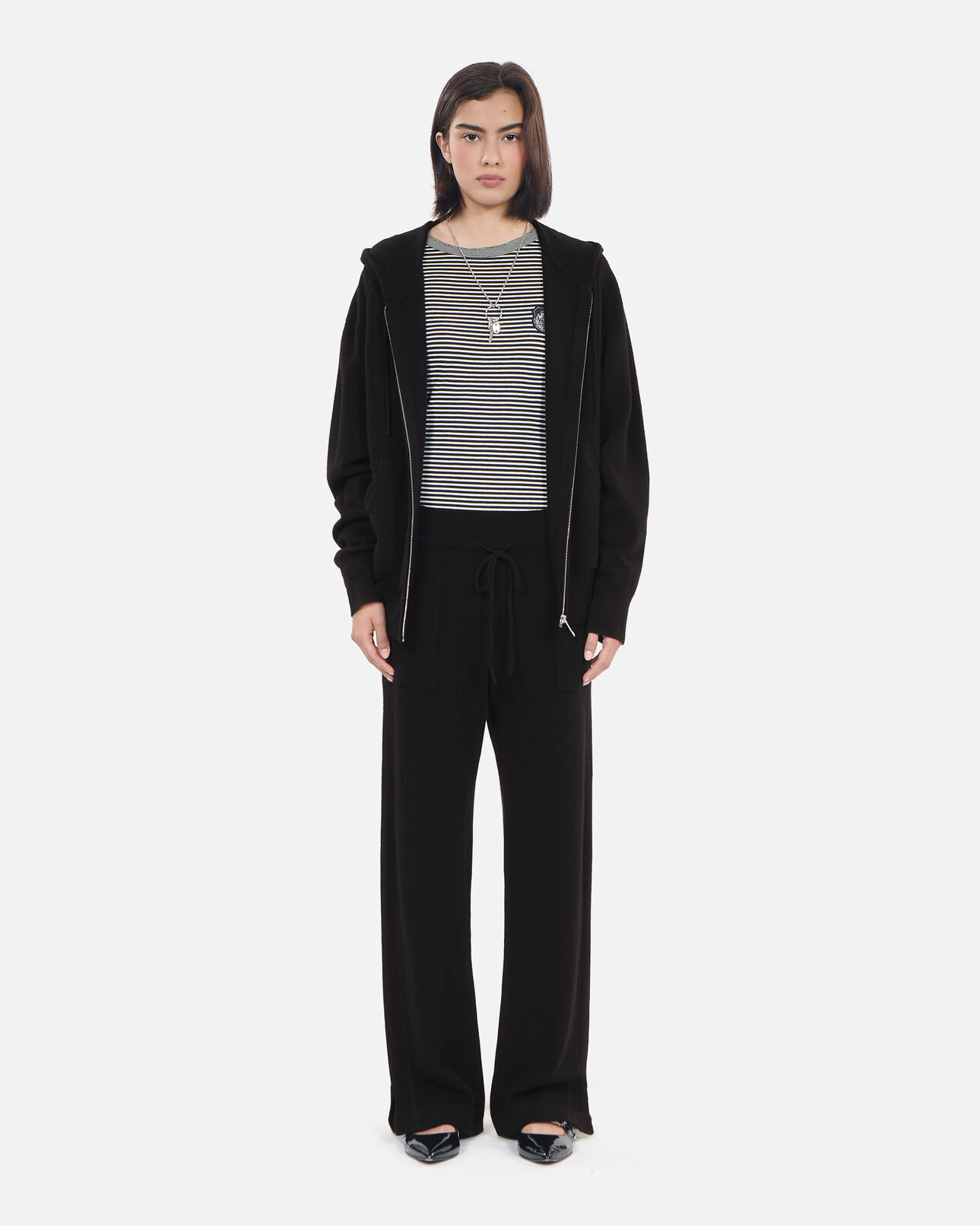 The Kooples WOMEN BLACK black wool and cashmere trousers