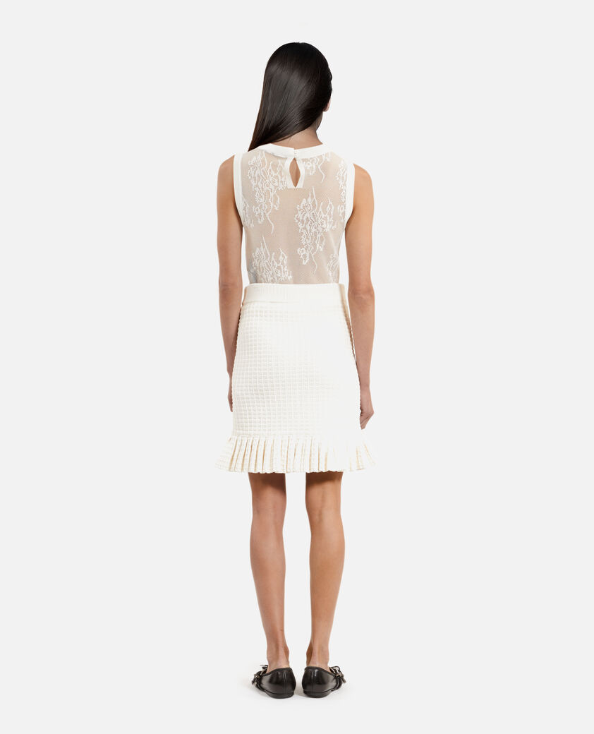 The Kooples FEMME ECRU jupe courte en maille écrue