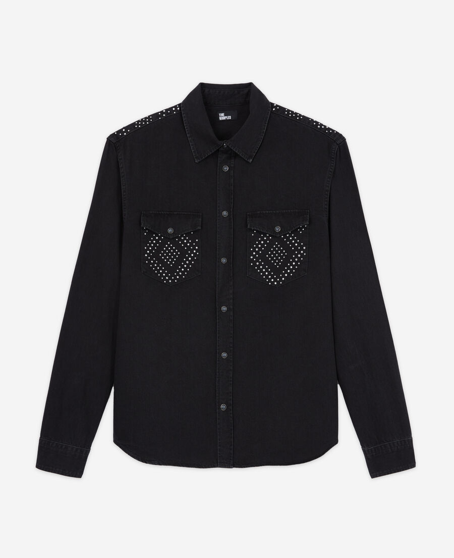 black studded shirt with classic collar