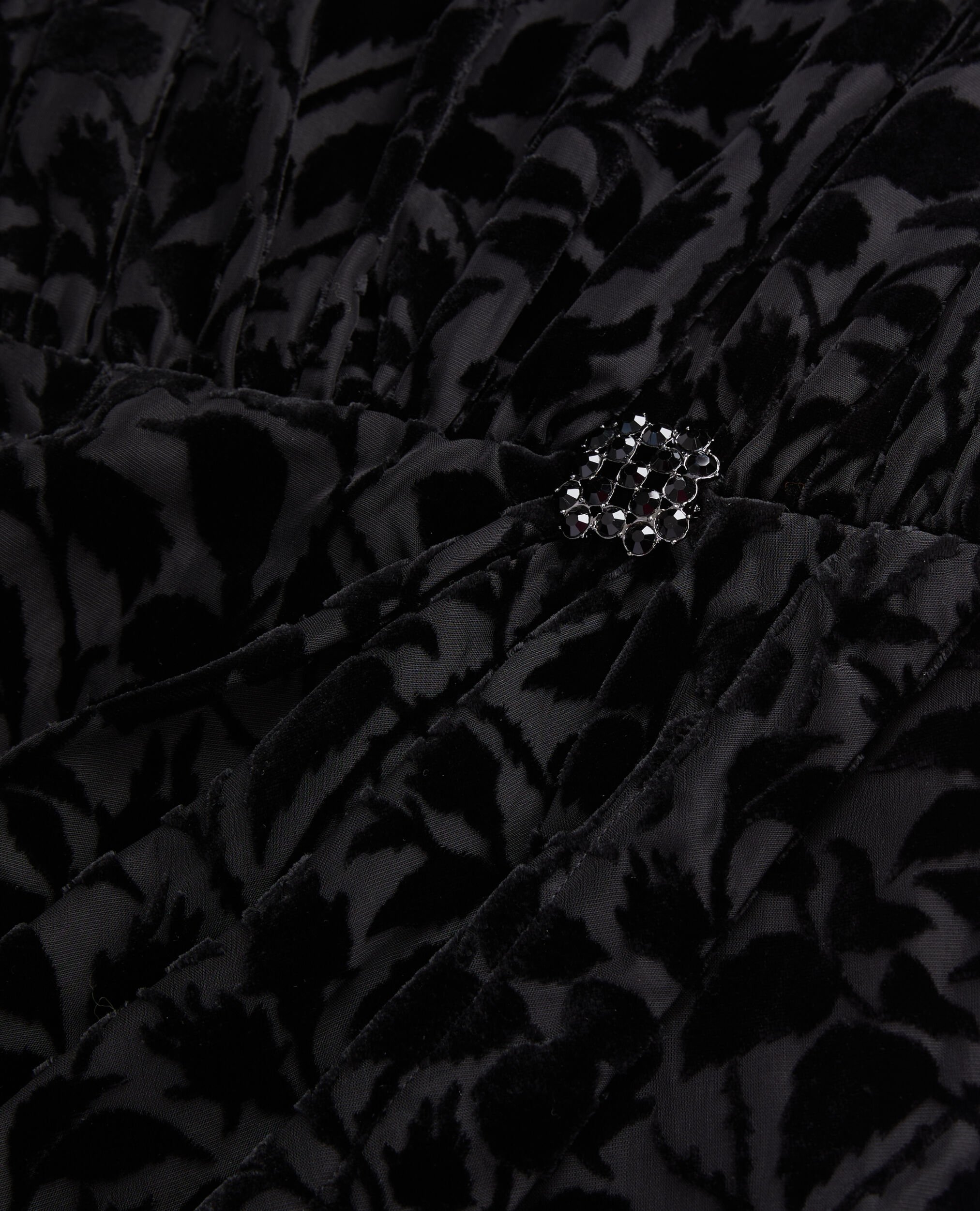 Robe courte noire en velours dévoré, BLACK, hi-res image number null