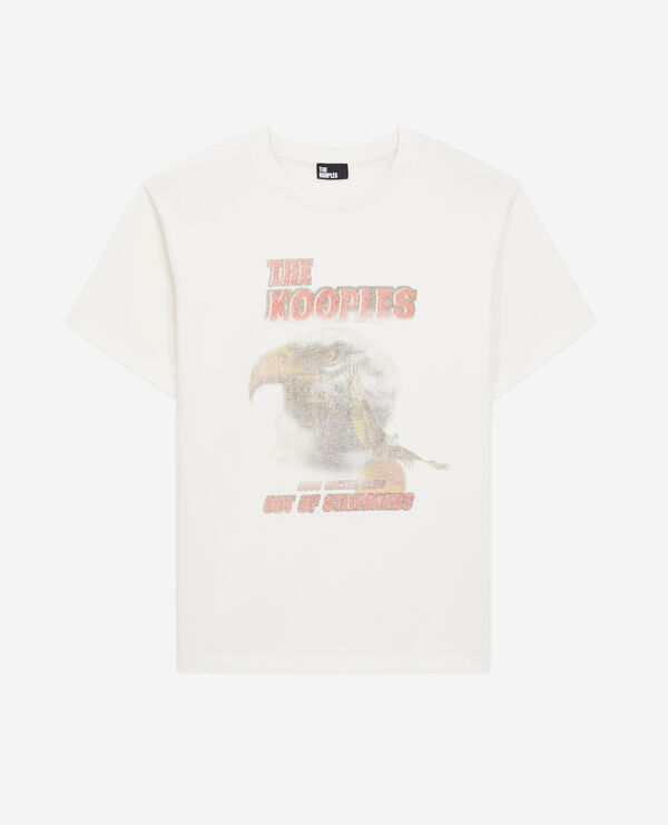 ecru t-shirt with eagle serigraphy